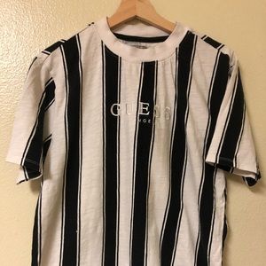Black and White Guess Striped Tee